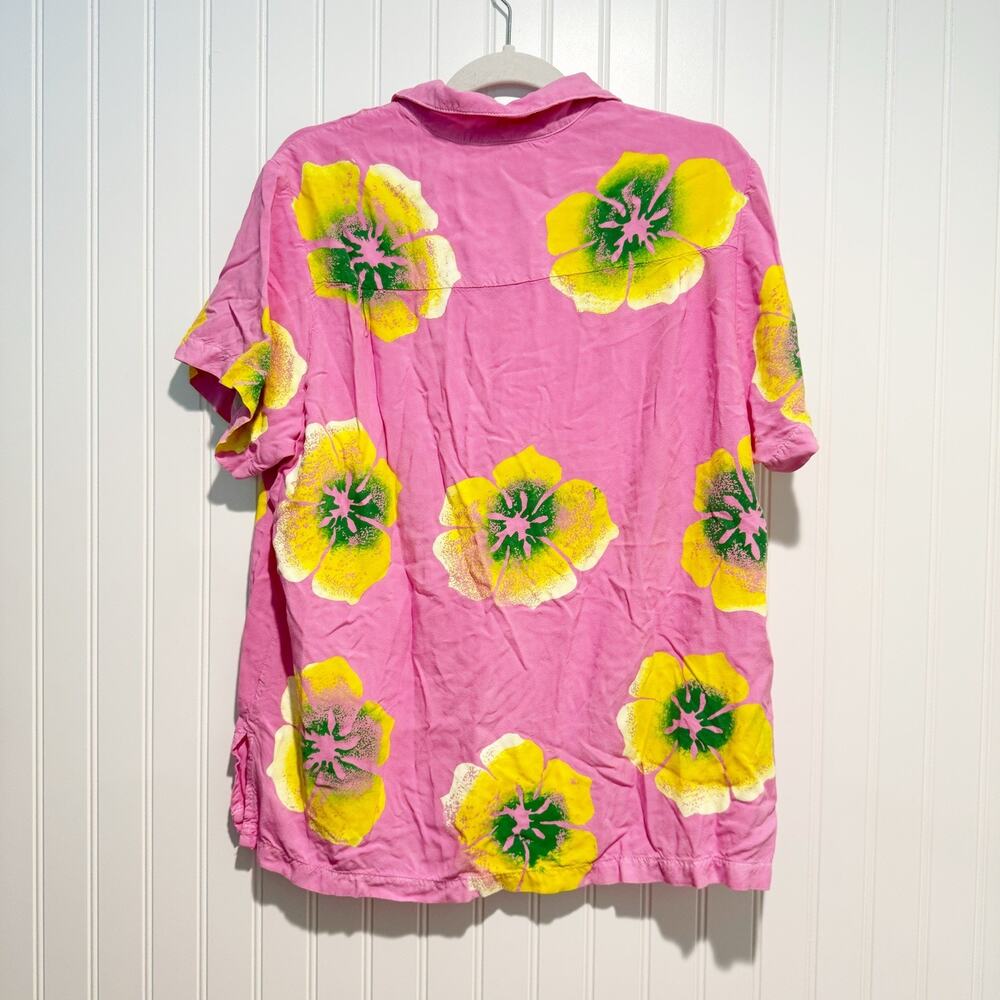 Big Bud Press Pantry Button Up Pink Hawaiian Floral Print Size Medium - Picture 6 of 6